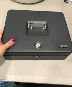 MMF Industries STEELMASTER Tiered Tray Cash Box | 11.81” W x 3.18” H x 9.43” D | 10 Compartments | Tiered Tray Design | Recessed Handle | Secure Cam Lock | Steel Construction 11.8"L x 9.5"W x 3.2"H 31 71xRXyBN26L