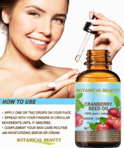 Botanical Beauty CRANBERRY SEED OIL 100% Pure Natural Undiluted Virgin Unrefined Cold Pressed Carrier Oil 0.5 Fl.oz.- 15 ml for Face, Skin, Body, Hair, Nail, Anti - aging 10 71xRpHs DTL 1