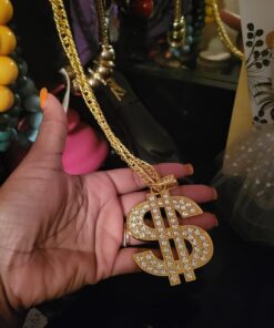 Tatuo 2 Pieces Plated Chain for Men with Dollar Sign Pendant Necklace, Hip Hop Dollar Necklace Blonde Trendy Style 23 71xS4H2X4HL