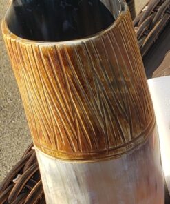 Norse Tradesman LG Viking Drinking Horn Mug - 100% Authentic Flame Treated Beer Horn Tankard With Engravings | The Jarl, approx. 16 oz 42 71xSagRayNL