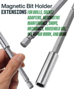 Katzco Magnetic Bit Holder Extensions - 3 Piece Set - 2, 4, and 6 Inch - for Drills, Socket Adapters, Automotive Maintenance, Shops, Mechanics, Household Use, DIY, Repair Work, and More 15 71xSzf2NIyL