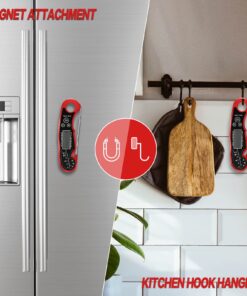 Meat Thermometer Digital for Grilling and Cooking - ANDAXIN Waterproof Ultra-Fast Instant Read Food thermometers with Backlight & Calibration for Kitchen, Deep Fry, BBQ, Grill(Red/Black), LCD Red 21 71xTENxMhRL