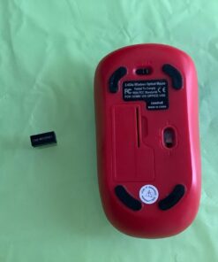 LeadsaiL Wireless Computer Mouse, 2.4G Portable Slim USB Mouse, Silent Click Cordless Mouse 3 Adjustable Levels, 4 Buttons Laptop Mouse for Windows Mac PC Notebook AA Battery-Red 44 71xThKyI1HL