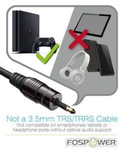 FosPower 24K Gold Plated Toslink to Mini Toslink Digital Optical S/PDIF Audio Cable with Metal Connectors & Strain-Relief PVC Jacket - 10ft 10ft / 3M 10 71xTv XvInL 1