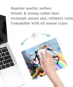Apottwal MP-0003 Funny Cute Cat Dressed as Rambo with Gun Riding a Glowing Red Eyes Fire Breathing Unicorn Mouse Pad 1 17 71xUL9hRYL