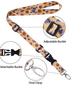Wisdompro Adjustable Lanyard, Heavy Duty Neck Strap Lanyard with Detachable Buckle and Metal Hook for Keys, ID Badges, Card Holder, Name Tags - Sunflower Neck Lanyard 13 71xUUH8pRFL