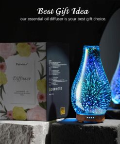 Porseme Essential Oil Diffuser 3D Glass Aromatherapy Ultrasonic Humidifier Cool Mist, Auto Shut-Off, Timer Setting, BPA Free for Home Office Hotel Yoga Gym Leisure SPA Gift 100ml B1-100ml Volcano 27 71xVrjktOqL