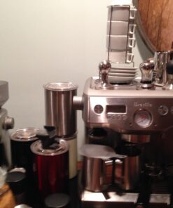 HIC 9-Piece Stackable Cappuccino Coffee Tea Set, Fine White Porcelain, Set Includes 4 (7-Ounce) Cups with Matching Saucers and Metal Stand, Gift Boxed 31 71xXQOR9x6L