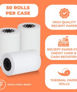 Thermal Credit Card Paper Rolls Printer Paper Receipts 2 1/4" X 50' for Popular Credit Card Machines POS and Cash Registers BPA Free 50 Rolls (CORE 50 Rolls) 2 1/4" x 50' 18 71xXlE6t3PL