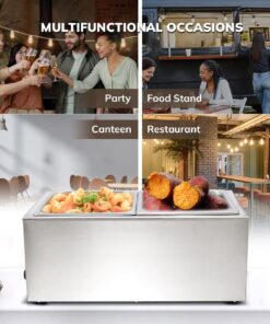 SYBO Commercial Grade Stainless Steel Bain Marie Buffet Food Warmer Steam Table for Catering and Restaurants (2 Sections) 2 Sections 17 71xYRkroKzL