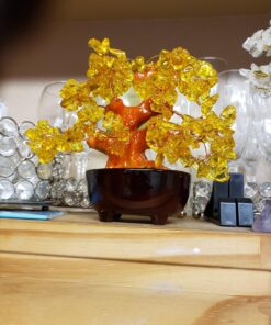 Parma77 Citrine Crystal Tree, Yellow Healing Crystals Gemstone Bonsai Tree Money Tree, Yellow Room Decor Cubicle Office Desk Decor for Women, Feng Shui Wealth and Luck Spiritual Gifts for Women Gold 33 71xZhCcc1iL