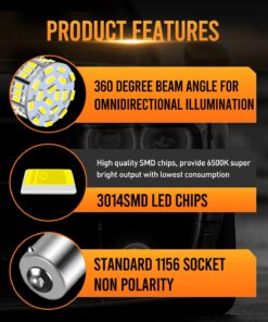 Alternative view of LUYED 1156 LED Bulb 2880 Lumens 6500K Xenon White Super Bright BA15S 1141 1003 7506 P21W LED Replacement for Backup Reverse Tail Brake Turn Signal Lights,Pack of 2