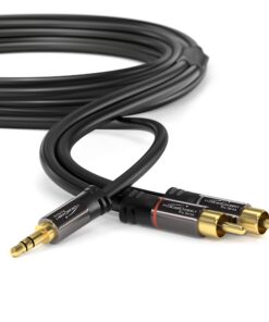 KabelDirekt – RCA to Jack 3.5 Adapter Cable – 6 ft – Versatile Plug-and-Play Audio Cable (Aux/3.5mm to 2X RCA for Connection to Smartphone, Tablet, Home Theater, soundbar, TV, Notebook, MP3) 6 feet 10 71xZusGU0pL