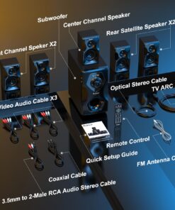 Bobtot Surround Sound Speakers Home Theater Systems - 700 Watts Peak Power 5.1/2.1Wired Stereo Speaker System 5.25" Subwoofer Strong Bass with Bluetooth HDMI ARC Optical Input 16 71xZzkEstRL
