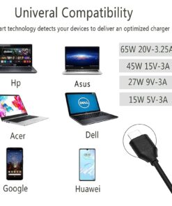 65W 45W USB C Laptop Power Replacement Adapter Charger for Lenovo Chromebook/Yoga/ThinkPad L580 L590 E580 E585 P43s P53s with Power Cord 15 71xa5FkaaKL