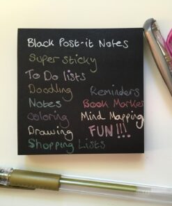 Post-it Super Sticky Notes, 3 in x 3 in, 5 Pads, 2x the Sticking Power, Black, Recyclable (654-5SSSC) 28 71xaL2gEdDL