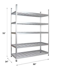 Alternative view of Amazon Basics Heavy Duty Storage Shelving Unit, Double Post, 5 Shelf, High-Grade Aluminum, Silver, 60 x 24 x 78 Inch
