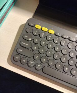 Logitech K380 Pebble Multi-Device Bluetooth Keyboard – Windows, Mac, Chrome OS, Android, iPad, iPhone, Apple TV Compatible – with Flow Cross-Computer Control and Easy-Switch up to 3 Devices –Dark Grey Dark Grey 55 71xamhVGPL