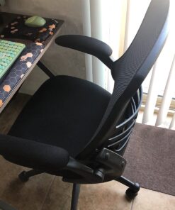 Flash Furniture Kelista Mid-Back Swivel Office Chair with Adjustable Lumbar Support and Seat Height, Ergonomic Mesh Desk Chair with Flip-Up Armrests, Black Black Mesh Set of 1 59 71xb44d uPL