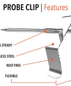 BBQ Butler Meat Thermometer Probe Holder - Temp Probe Clip - Barbecue Clip -Single Hole A-Style Design - Ambient Thermometer Temperature Readings for Smokers/Grills/Ovens - 1 Clip 12 71xc5ZuAoJL