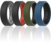 ThunderFit Men Breathable Air Grooves Silicone Wedding Ring Wedding Bands - 7 Rings / 4 Rings / 1 Ring, 8mm Wide, 2.4mm Thick B -Black-Grey, Black-Red, DarkBlue-Black, OliveGreen-Black 8.5 - 9 (18.90mm) 11 71xcCHelF4L