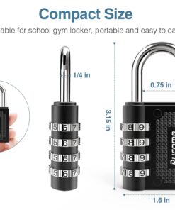 Alternative view of Puroma 2 Pack Combination Locks Outdoor Waterproof Padlock for School Gym Locker Outdoor Fence Hasp Cabinet Toolbox Locker (Black) 1.3 Inch Black