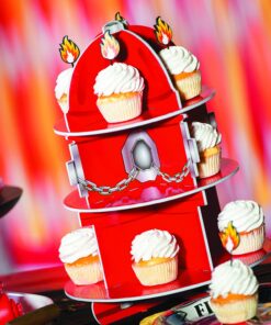 Fun Express Fire Hydrant Cupcake/Dessert Holder (3 Tiers) | Fire Truck | Fireman | Fire Fighter | Themed Birthday Party Supplies & Decor | Fire Department Event 26 71xde aAvnL