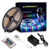 SUPERNIGHT LED Strip Light, 2835 SMD RGB Multi-Color Changing Lights, 16.4ft 300 LEDs Rope with IR Remote Controller, 12V Power Supply for Bedroom, TV-Back Lighting, Halloween, Christmas 2835RGB 24Keys 2 71xdyDuLDeL