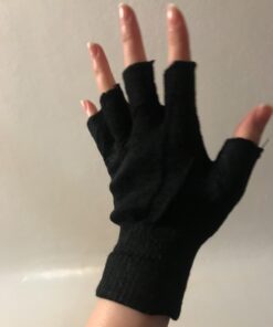 SATINIOR 2 Pair Unisex Half Finger Gloves Winter Stretchy Knit Fingerless Gloves in Common Size Black 18 71xfHFXtzZL 1