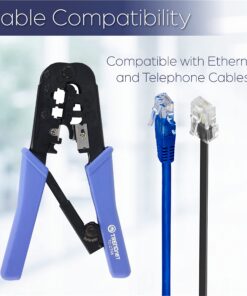 TRENDnet Crimping Tool, Crimp, Cut, And Strip Tool, For Any Ethernet or Telephone Cable, Built-In Cutter And Stripper, 8P-RJ-45 And 6P-RJ-12, RJ-11, All Steel Construction, Black, TC-CT68 22 71xfJFhW4WL