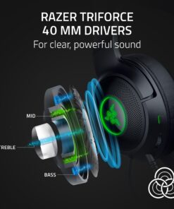Razer Kraken Kitty V2 USB Wired RGB Headset: Chroma Kitty Ears - Stream Reactive Lighting - HyperClear Cardioid Mic - Triforce 40 mm Drivers - 7.1 Surround Sound - Classic Black 14 71xgNy7H7L