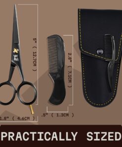 Beard and Mustache Scissors - Moustache Grooming Kit for Trimming Facial Hair - Beard Scissors, Mustache Comb, and Carry Case by Striking Viking 23 71xgYr0l5PL