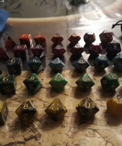 SmartDealsPro 5 x 7-Die Double-Colors Polyhedral Dice Sets with Pouches for D&D DND RPG MTG Dungeon and Dragons Table Board Roll Playing Games D4 D6 D8 D10 D% D12 D20 5-color Sets 101 71xgeDPr3SL