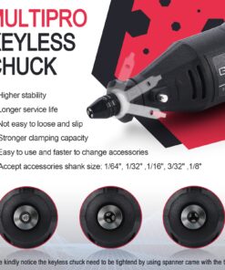 Alternative view of GOXAWEE Rotary Tool Kit with MultiPro Keyless Chuck and Flex Shaft -140pcs Accessories Variable Speed Electric Drill Set for Handmade Crafting Projects and DIY Creations Black