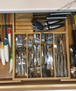 Utensil Organizer for Kitchen Drawers - Bamboo Silverware Organizer - Expandable Utensil Holder and Cutlery Tray with Divider and Removable Knife Block | 17” Long, Adjustable from 13” to 22.2” W' Knife Block 34 71xkSsfdQQL