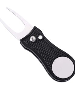 Mile High Life Microfiber Waffle Pattern Golf Towel | Club Groove Cleaner Brush | Foldable Divot Tool with Magnetic Ball Marker (Black Towel/Brush/Bone Divot) Black Towel/Brush/Bone Divot 13 71xkWG5JA4L