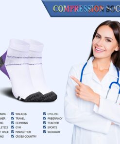 QUXIANG Compression Socks for Women & Men Circulation 3/6/7 Pairs Arch Ankle Support 15-20 mmHg Best for Running Cycling Small-Medium 01-blue/Purple/Yellow 15 71xkuDG NDL