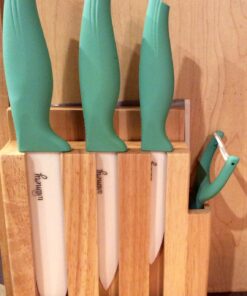 Ceramic Knife Set with Block - Chef Knife, Utility Knife, Paring Knife Rust Proof Sharp Turquoise Kitchen Knife Set with Wood Block and Fruit Peeler 54 71xlvf4ckrL 1