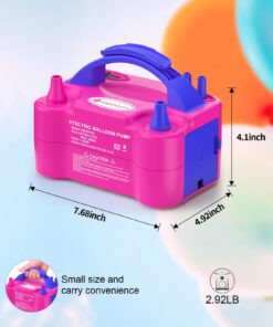 IDAODAN Electric Balloon Pump, Portable Electric Balloon Blower Machine Balloon Air Pump Dual Nozzle Rose Red 110V 600W Balloon Inflator for Party Decorations Pink/Blue 24 71xmnVFcTQL