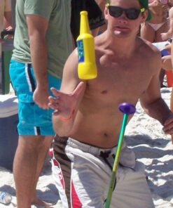 Bottle Bash Outdoor Flying Disc Game Set – Disc Toss Game for Family, Adult & Kids, Backyard and Beach Game - Frisbee Target Lawn Game with Poles & Bottles (Beersbee & Polish Horseshoes) Original - Green 27 71xnXLawXqL