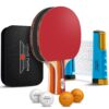 NIBIRU SPORT Ping Pong Paddles Set - Professional Table Tennis Rackets and Balls, Retractable Net with Posts and Storage Case - Pingpong Paddle and Game Table Accessories 2 Paddles+4 Balls+Net 9 71xnhxEPzL