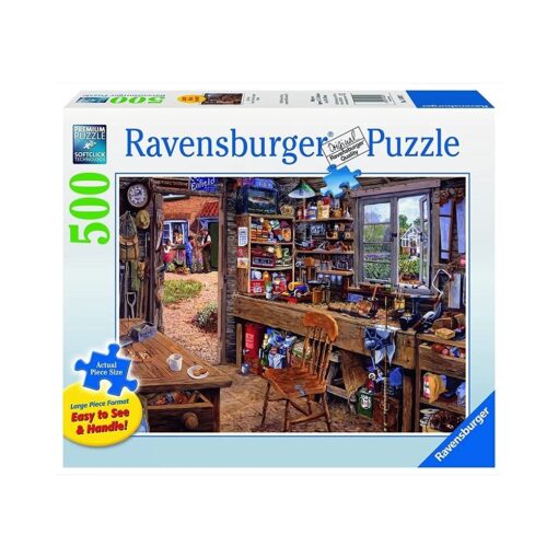 Ravensburger Dad's Shed - 500 Pieces Large Format Jigsaw Puzzle for Adults – Every Piece is Unique, Softclick Technology Means Pieces Fit Together Perfectly