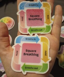 Cusprtm 48 Pcs Anxiety Sensory Stickers, 2 Textured Tactile Rough Calm Stickers Large Size Breathing Stickers Mindfulness Stickers for School Office Classroom Adults Teens Sensory Items 51 71xoLza14ML