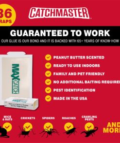 Pest Glue Trap by Catchmaster - 36 Boards Pre-Baited, Ready to Use Indoors. Rodent Mouse Rat Insect Sticky Adhesive Simple Easy Simple Non-Toxic - Made in the USA 36 Pack Scented 22 71xonGmIitL