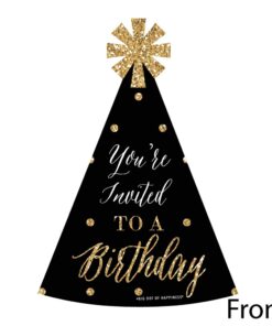 Big Dot of Happiness Chic Happy Birthday - Pink, Black and Gold - Shaped Fill-In Invitations - Birthday Party Invitation Cards with Envelopes - Set of 12 9 71xorYdPYVL