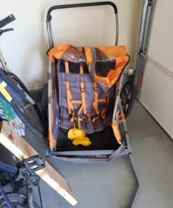 Instep Quick-N-EZ Double Tow Behind Bike Trailer for Toddlers, Kids, Converts to Stroller, Jogger, 2-in-1 Canopy, Universal Bicycle Coupler, Folding Frame, Multiple Colors Orange 38 71xpP3AVImL