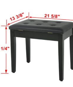 Smartxchoices 22''L Cushion Padded Piano Bench with Storage PU Leather Keyboard Stool Ebony Solid Wooden Seat Black 16 71xswROU3oL