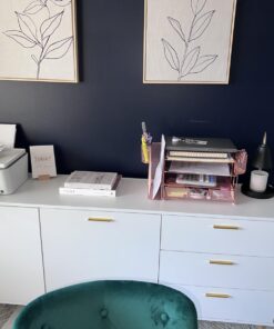 gianotter Paper Letter Tray Organizer with File Holder, 4-Tier Desk Accessories & Workspace Desk Organizers with Drawer and 2 Pen Holder for Office Supplies (Rose Gold) Rose Gold 34 71xtF3qboFL