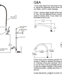 CWM Commercial Sink Faucet with Sprayer 36 inch Commercial Faucet Pre Rinse Sprayer 8 inch Wall Mount Center with 12 inch Add on Spout 19 71xtmMkWDoL