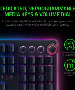 Razer Huntsman Elite Gaming Keyboard: Fast Keyboard Switches - Clicky Optical Switches - Chroma RGB Lighting - Magnetic Plush Wrist Rest - Dedicated Media Keys & Dial - Classic Black 27 71xu6Uf56oL